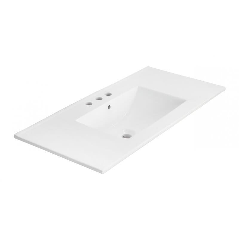36_+Single+Bathroom+Vanity+Top+With+Sink,White+Ceramic,+1+Hole
